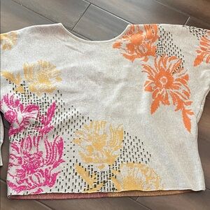 Floral Women's Sweater in Orange, Pink, and Yellow